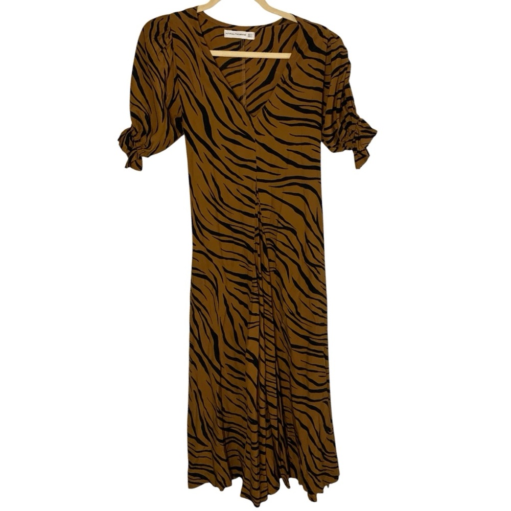 Faithful the Brand Size 4 Brown/Black Animal Print Short Sleeve Midi Dress